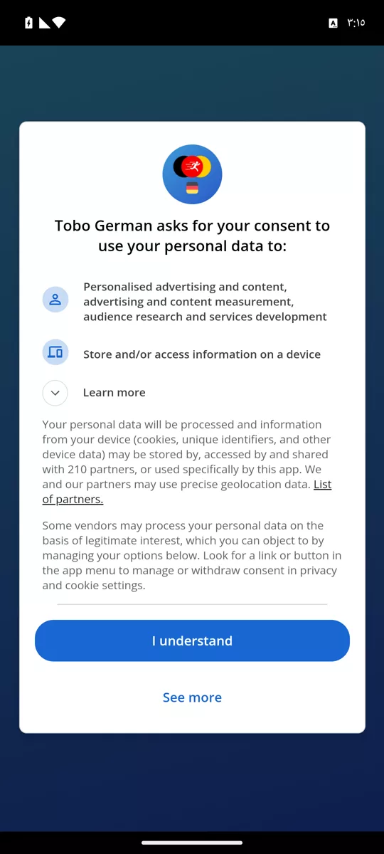 Tobo App: Einwilligungsdialog nennt 210 Partner